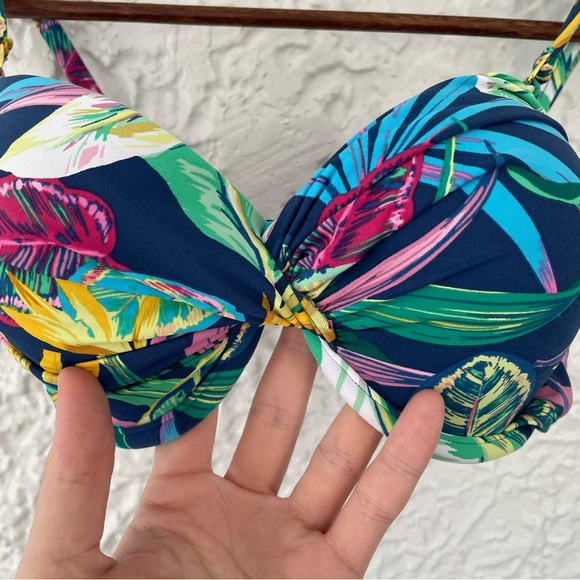 Bleu Rod Beattie Push-up Front Twist Tropical Bikini Swim Top Size 6 Navy - Picture 3 of 11